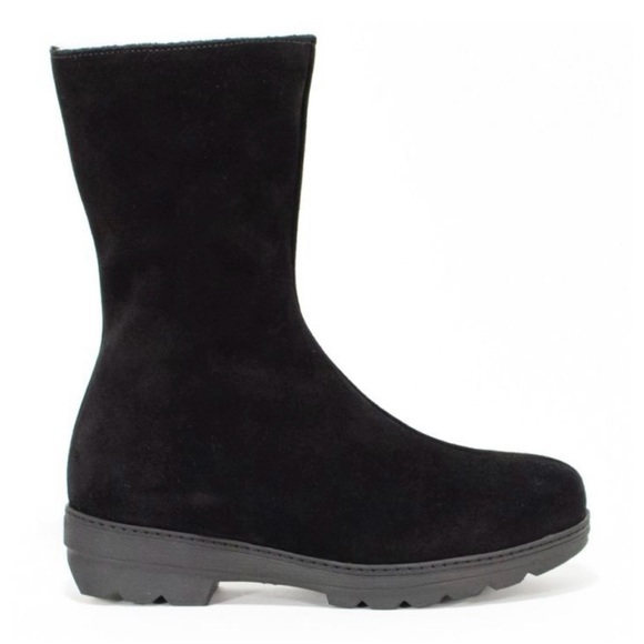 La Canadienne VOGUE Waterproof Fur Lined Lug Soled Boots in Black Suede Size 7M - Picture 2 of 10